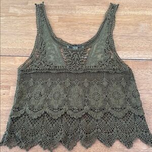 Forever 21 Green Cropped Embellished Tank Top
